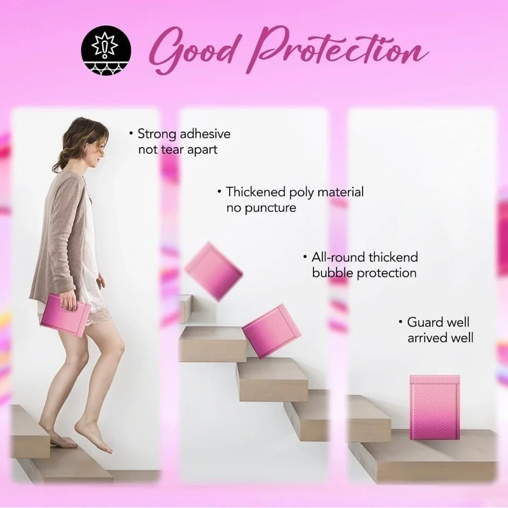 100 Pack Pink Ombré Bubble Mailers 6x9 NWT